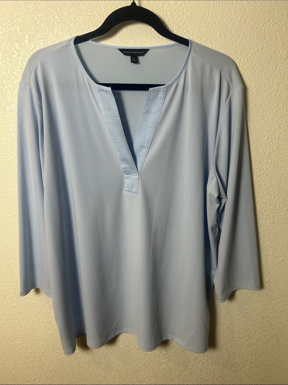 Banana Republic Pale Blue Split-Neck Tunic Top